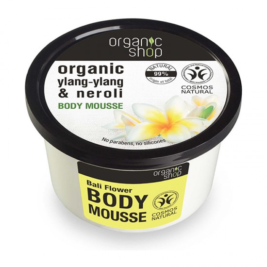 Organic Shop Body Mousse Bali Flowers 250ml - Κρέμα-Μους Σώματος με Βιολογικό Ylang-Ylang & Neroli