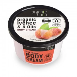 Organic Shop Body Cream Organic Pink Lychee & 5 Oils  Ενυδατική Κρέμα Σώματος Ενυδάτωσης με Λίτσι & 5 Έλαια 250ml