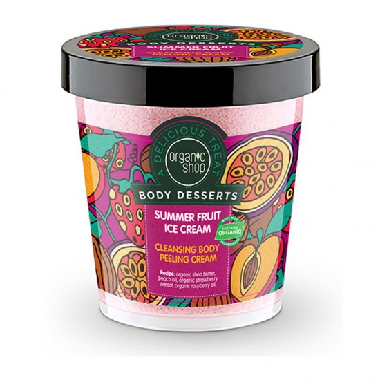 Organic Shop Body Desserts Summer Fruit Ice Cream Peeling Cream 450ml - Καθαριστικό Peeling Σώματος Καλοκαιρινό Παγωτό Φρούτων