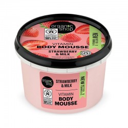 Organic Shop Body Mousse Strawberry Yoghurt Ενυδατική Κρέμα-Μους Σώματος με Βιολογική Φράουλα & Γάλα 250ml
