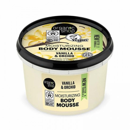 Organic Shop Bourbon Vanilla Body Mousse Organic Orchide & Vanilla 250ml - Κρέμα-Μους Σώματος με Βιολογική Βανίλια & Ορχιδέα