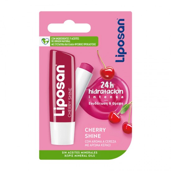 Liposan Cherry Shine Lip Balm 4,8g/5,5ml - Περιποιητικό Βάλσαμο Χειλιών για Ενυδάτωση & Θρέψη με Άρωμα Κεράσι