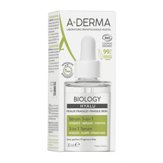 A-Derma Biology Hyalu Ορός 3 σε 1 για Ενυδάτωση, Προσταστία & Λάμψη 30ml