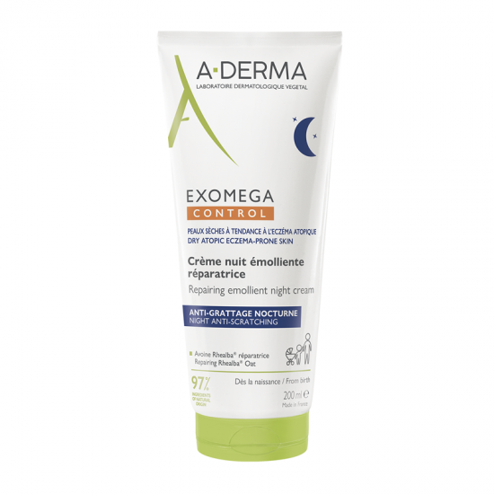 A-Derma Exomega Control Night Emollient Cream Επανορθωτική Μαλακτική Κρέμα Νυκτός 200ml