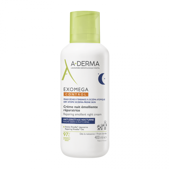 A-Derma Exomega Control Night Emollient Cream Επανορθωτική Μαλακτική Κρέμα Νυκτός 400ml