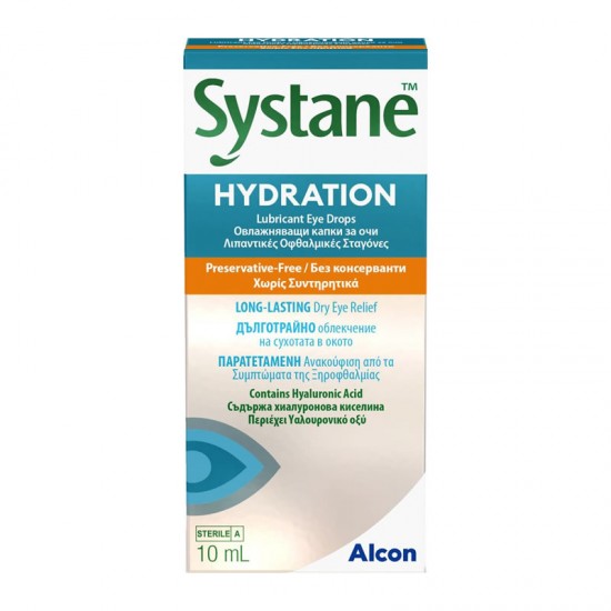 Alcon Systane Hydration MDPF Λιπαντικές Οφθαλμικές Σταγόνες με Υαλουρονικό Οξύ χωρίς Συντηρητικά 10ml