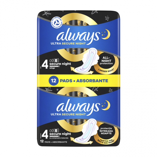Always Σερβιέτες Ultra Secure Night No4 με Φτερά 12τμχ