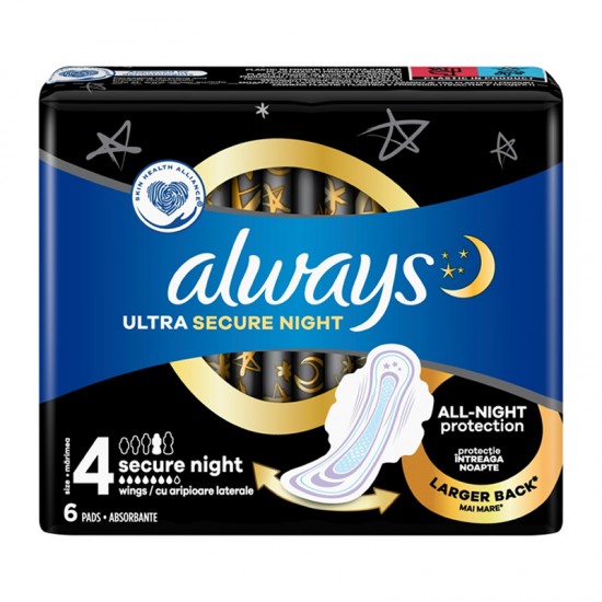 Always Σερβιέτες Ultra Secure Night No4 με Φτερά 6τμχ
