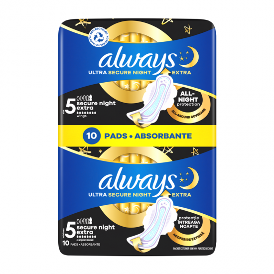 Always Σερβιέτες Ultra Secure Night No5 με Φτερά 10τμχ
