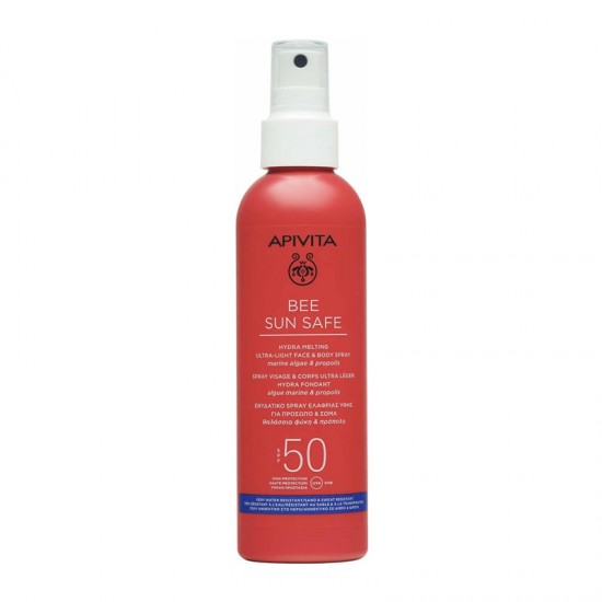 Apivita Bee Sun Safe Hydra Melting Ultra-Light Face & Body Spray SPF50 Ενυδατικό Αντιηλιακό Προσώπου & Σώματος με Θαλάσσια Φύκη & Πρόπολη 200ml