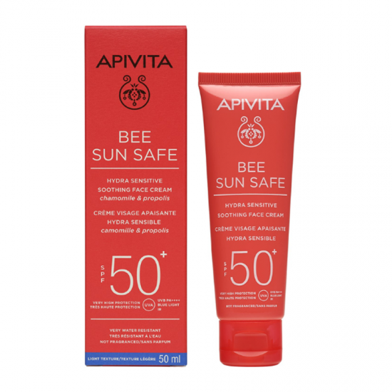 Apivita Bee Sun Safe Promo Hydra Sensitive Soothing Face Cream SPF50 Αντηλιακή Καταπραϋντική Κρέμα Προσώπου για Ευαίσθητες Επιδερμίδες 50ml