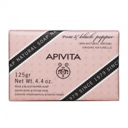 Apivita Natural Soap Rose & Black Pepper Σαπούνι με Τριαντάφυλλο & Μαύρο Πιπέρι 125g