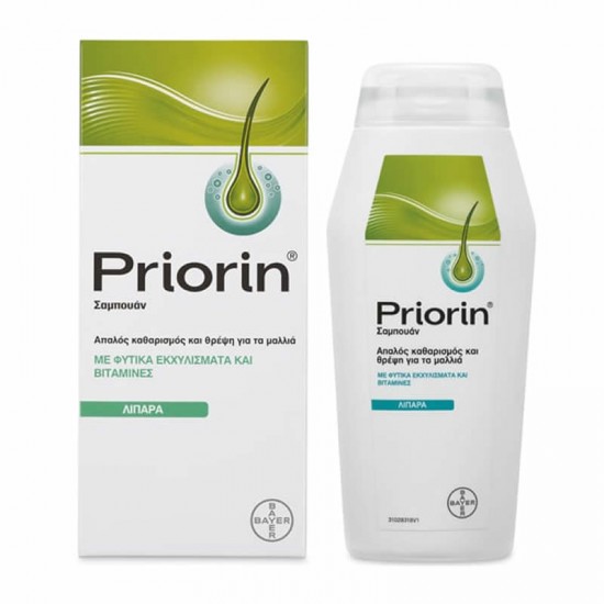 Bayer Priorin Shampoo Greasy Σαμπουάν Απαλού Καθαρισμού & Θρέψης για Λιπαρά Μαλλιά 200ml