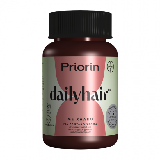 Bayer Priorin Dailyhair Gummies Συμπλήρωμα για Λαμπερό Χρώμα Μαλλιών με Χαλκό 30 Ζελεδάκια