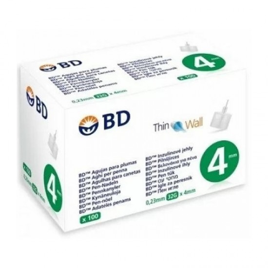 BD Medical Thin Wall Pen Needles Βελόνες Ινσουλίνης 32G x 4mm 100τμχ