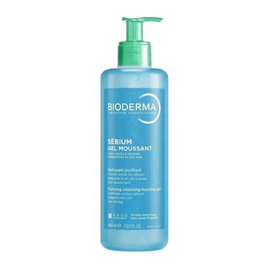Bioderma Sebium Gel Moussant Απαλό Τζελ Καθαρισμού & Ντεμακιγιάζ για Μικτό προς Λιπαρό Δέρμα 400ml