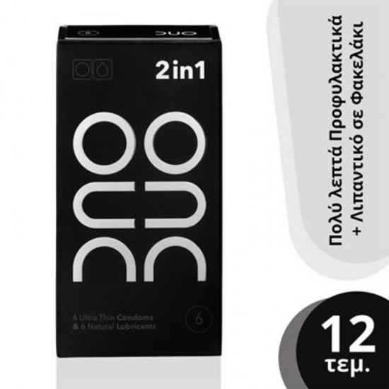 DUO 2in1 Προφυλακτικά  σε Φακελάκι 6τμχ Extra Thin Πολύ & 6τμχ Natural