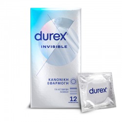 Durex Invisible Προφυλακτικά Εξαιρετικά Λεπτά με Κανονική Εφαρμογή 12 Τεμάχια