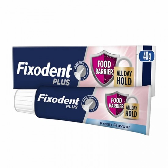 Fixodent Plus Food Barrier Fresh Flavor Στερεωτική Κρέμα Τεχνητής Οδοντοστοιχίας Ασπίδα κατά των Τροφών με Γεύση Μέντα 40g