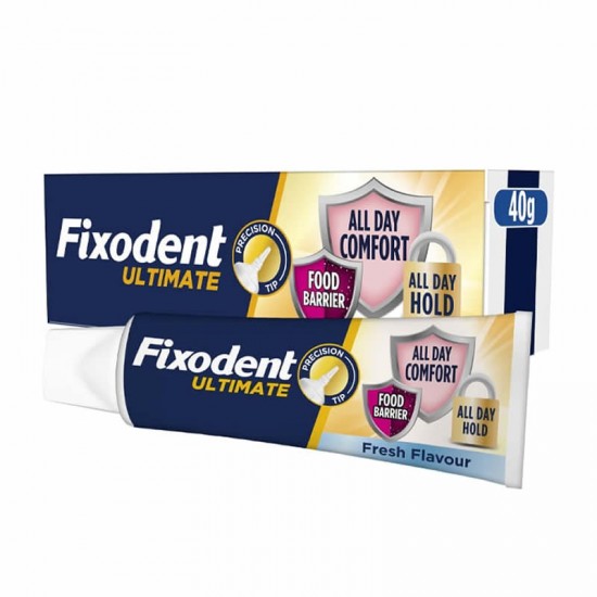 Fixodent Ultimate Food Barrier All Day Hold & Comfort Fresh Flavor Στερεωτική Κρέμα Τεχνητής Οδοντοστοιχίας με Γεύση Μέντα 40g