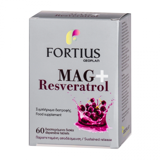 Geoplan MAG+Resveratrol Συμπλήρωμα με Μαγνήσιο, Ρεσβερατρόλη & Βιταμίνη Β6 60 Διασπειρόμενα Δισκία 