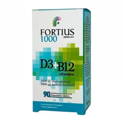 Geoplan Fortius 1000 Συμπλήρωμα με Βιταμίνη D3 1000IU + Βιταμίνη B12 1000μg 90 Διασπειρόμενα Δισκία 
