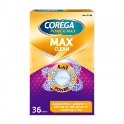 Corega Power Max Clean 4in1 Καθαριστικά Δισκία για Τεχνητή Οδοντοστοιχία 36τμχ