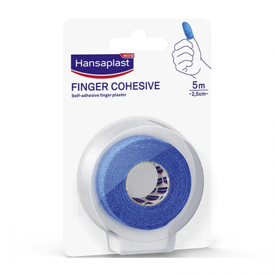 Hansaplast MED+ Finger Cohesive 2,5cm x 5m Αυτοσυγκρατούμενος Επίδεσμος Δακτύλων Μπλε 1τμχ