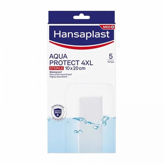 Hansaplast MED+ Aqua Protect 4XL 10x20cm Αδιάβροχα Αυτοκόλλητα Επιθέματα 5τμχ