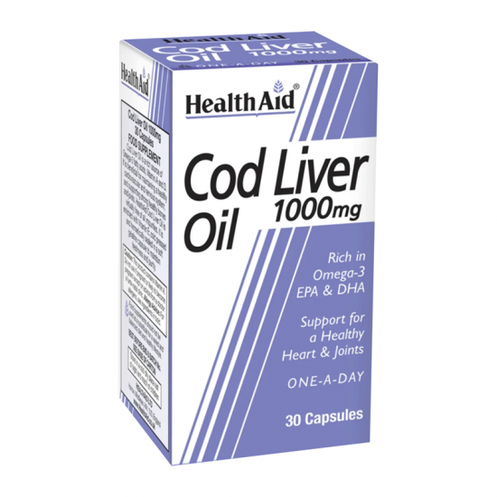 Health Aid Cod Liver Oil 1000mg Συμπλήρωμα με Μουρουνέλαιο & Ιχθυέλαιο 30 Κάψουλες