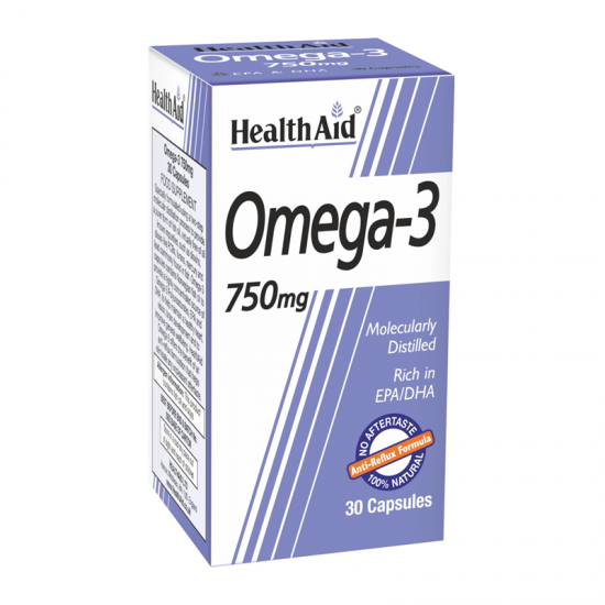 Health Aid Omega-3 750mg Συμπλήρωμα με Ωμέγα-3 Λιπαρά Οξέα 30 Κάψουλες