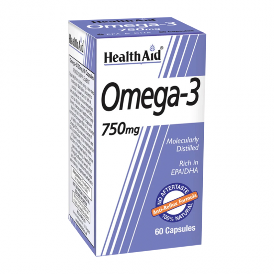 Health Aid Omega-3 750mg Συμπλήρωμα με Ωμέγα-3 Λιπαρά Οξέα 60 Κάψουλες