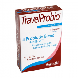 Health Aid TravelProbio Συμπλήρωμα για Ομαλή Λειτουργία Εντέρου & Δυσανεξία στη Λακτόζη 15 Κάψουλες
