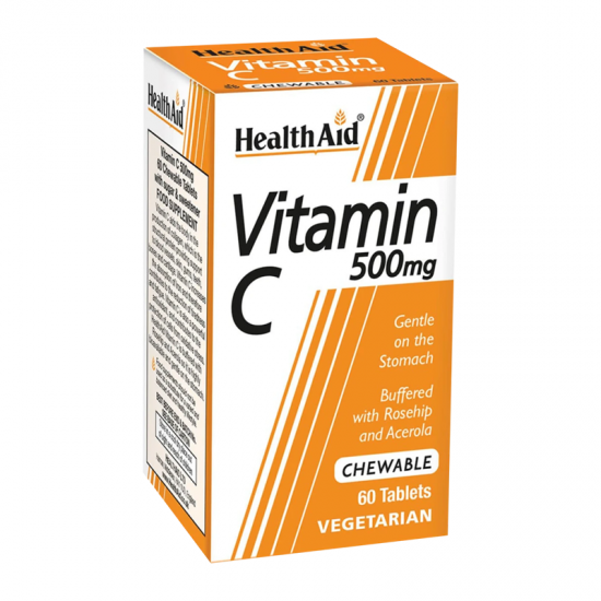 Health Aid Vitamin C 500mg Συμπλήρωμα Βιταμίνης C 60 Μασώμενα Δισκία
