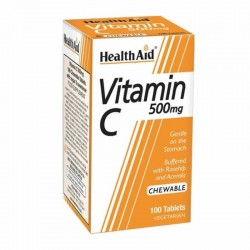 Health Aid Vitamin C 500mg Συμπλήρωμα Βιταμίνης C 100 Μασώμενα Δισκία