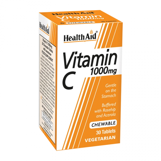 Health Aid Vitamin C 1000mg Συμπλήρωμα Βιταμίνης C 30 Μασώμενα Δισκία