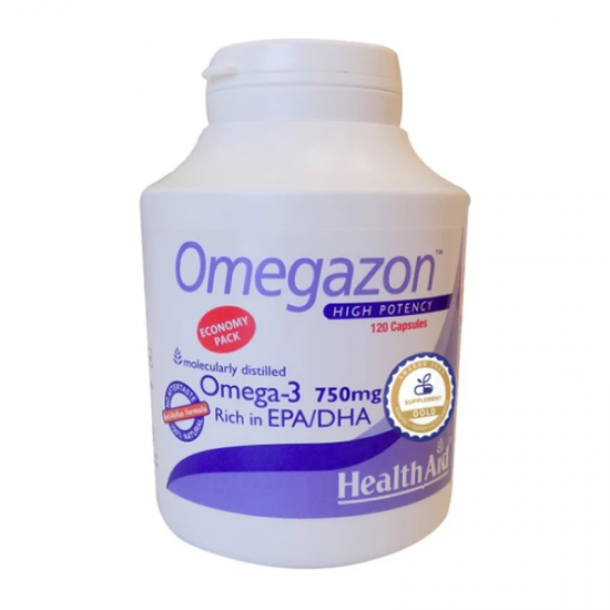 Health Aid Omegazon Συμπλήρωμα με Ιχθυέλαια Πλούσια σε Ωμέγα-3 Λιπαρά Οξέα 120 Ταμπλέτες