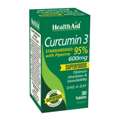 Health Aid Curcumin 3 600mg Συμπλήρωμα Κουρκουμά με Πιπερίνη για Ισχυρή Αντιοξειδωτική Δράση 30 Δισκία