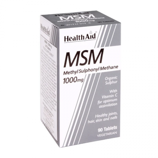 Health Aid MSM 1000mg Συμπλήρωμα με Οργανικό Θείο με Αντιοξειδωτικές Ιδιότητες 90 Δισκία