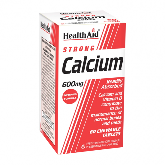 Health Aid Calcium Strong 600mg Συμπλήρωμα Ασβεστίου 60 Μασώμενα Δισκία