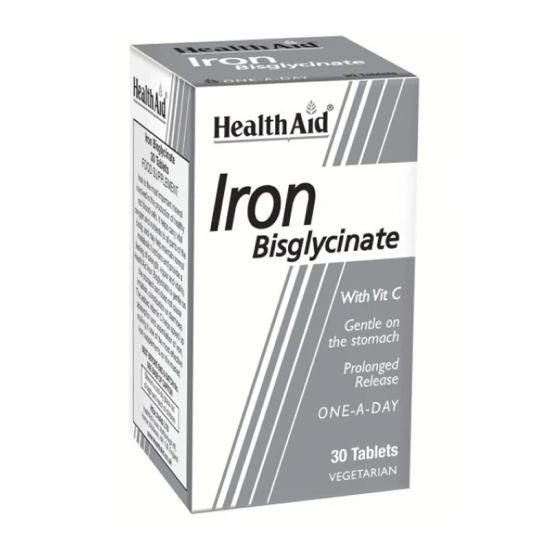 Health Aid Iron Bisglycinate Συμπλήρωμα Δισγλυκινικού Σιδήρου 30 Δισκία