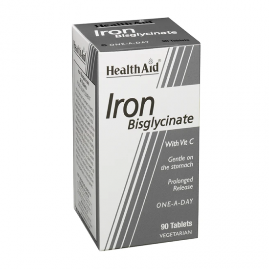 Health Aid Iron Bisglycinate Συμπλήρωμα Δισγλυκινικού Σιδήρου 90 Δισκία