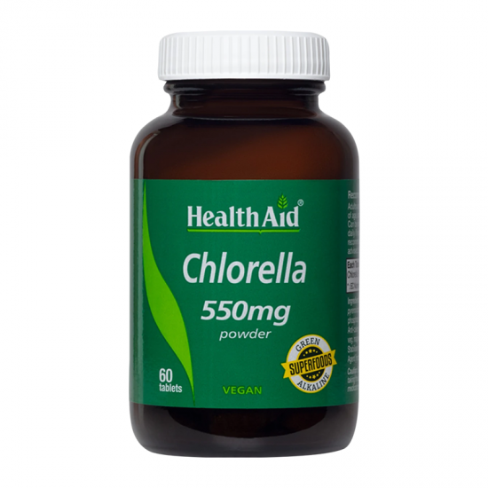 Health Aid Chlorella Powder 500mg Συμπλήρωμα για Φυσική Λήψη Βιταμίνης Β12 60 Δισκία