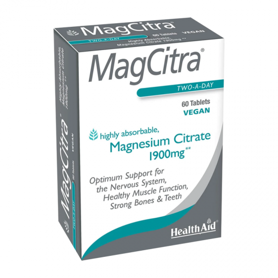 Health Aid MagCitra Συμπλήρωμα Κιτρικού Μαγνησίου 60 Δισκία