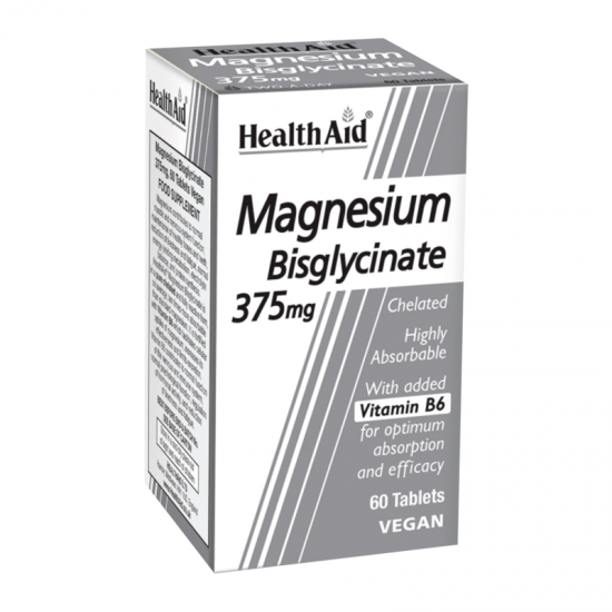 Health Aid Magnesium Bisglycinate 375mg Συμπλήρωμα Δισγλυκινικού Μαγνησίου 60 Δισκία