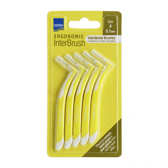 Intermed Ergonomic InterBrush Μεσοδόντια Βουρτσάκια Size 4 Κίτρινο 0,7mm 5τμχ