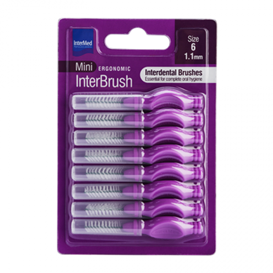 Intermed Ergonomic InterBrush Mini Μεσοδόντια Βουρτσάκια Size 6 Μωβ 1,1mm 8τμχ