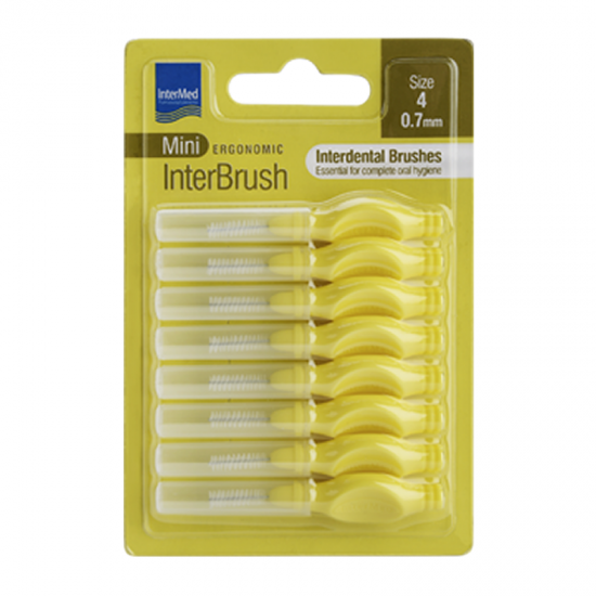 Intermed Ergonomic InterBrush Mini Μεσοδόντια Βουρτσάκια Size 4 Κίτρινο 0,7mm 8τμχ
