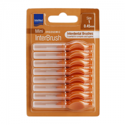 Intermed Ergonomic InterBrush Mini Μεσοδόντια Βουρτσάκια Size 1 Πορτοκαλί 0,45mm 8τμχ