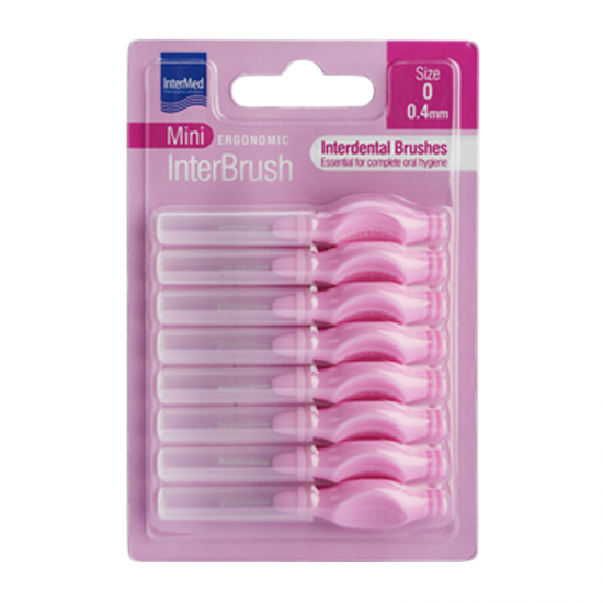 Intermed Ergonomic InterBrush Mini Μεσοδόντια Βουρτσάκια Size 0 Ροζ 0,4mm 8τμχ